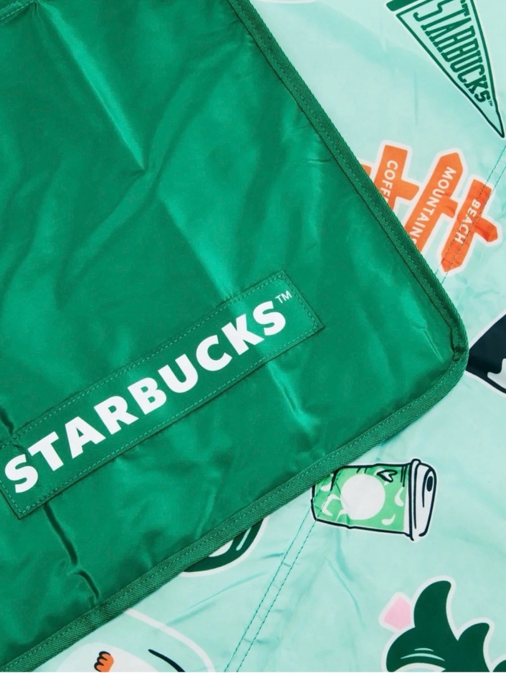 Starbucks Green Roll-Up Picnic Tote with Mint Strap - Picture 7 of 8